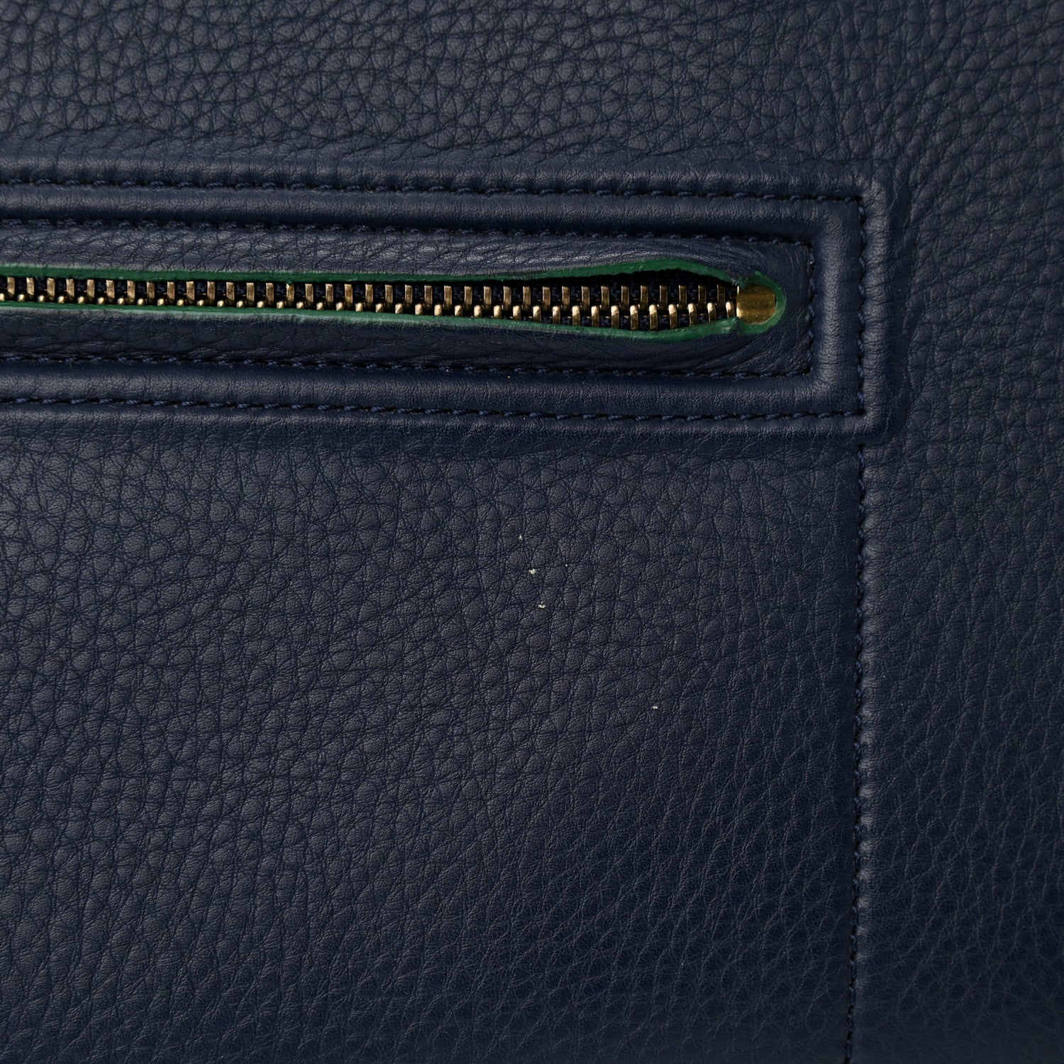 Celine Supple Calfskin Medium Phantom Luggage Navy Blue Green Trim 7 of 8