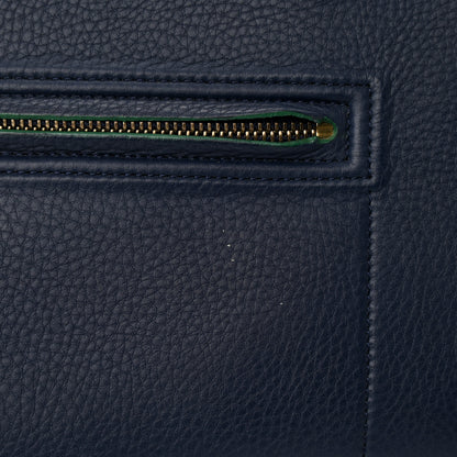Celine Supple Calfskin Medium Phantom Luggage Navy Blue Green Trim 7 of 8