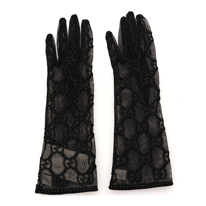Gucci GG Monogram Tule Sheer Gloves S Black 1 of 4