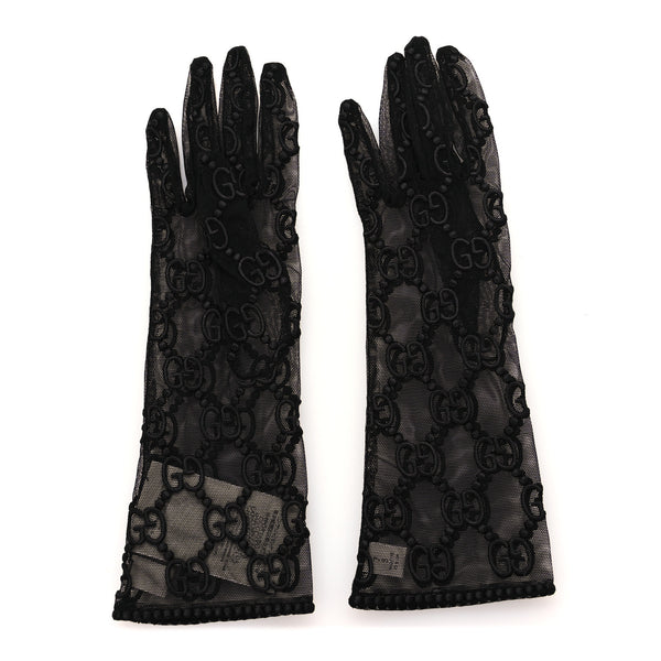 Gucci GG Monogram Tule Sheer Gloves S Black 1822895 – FASHIONPHILE