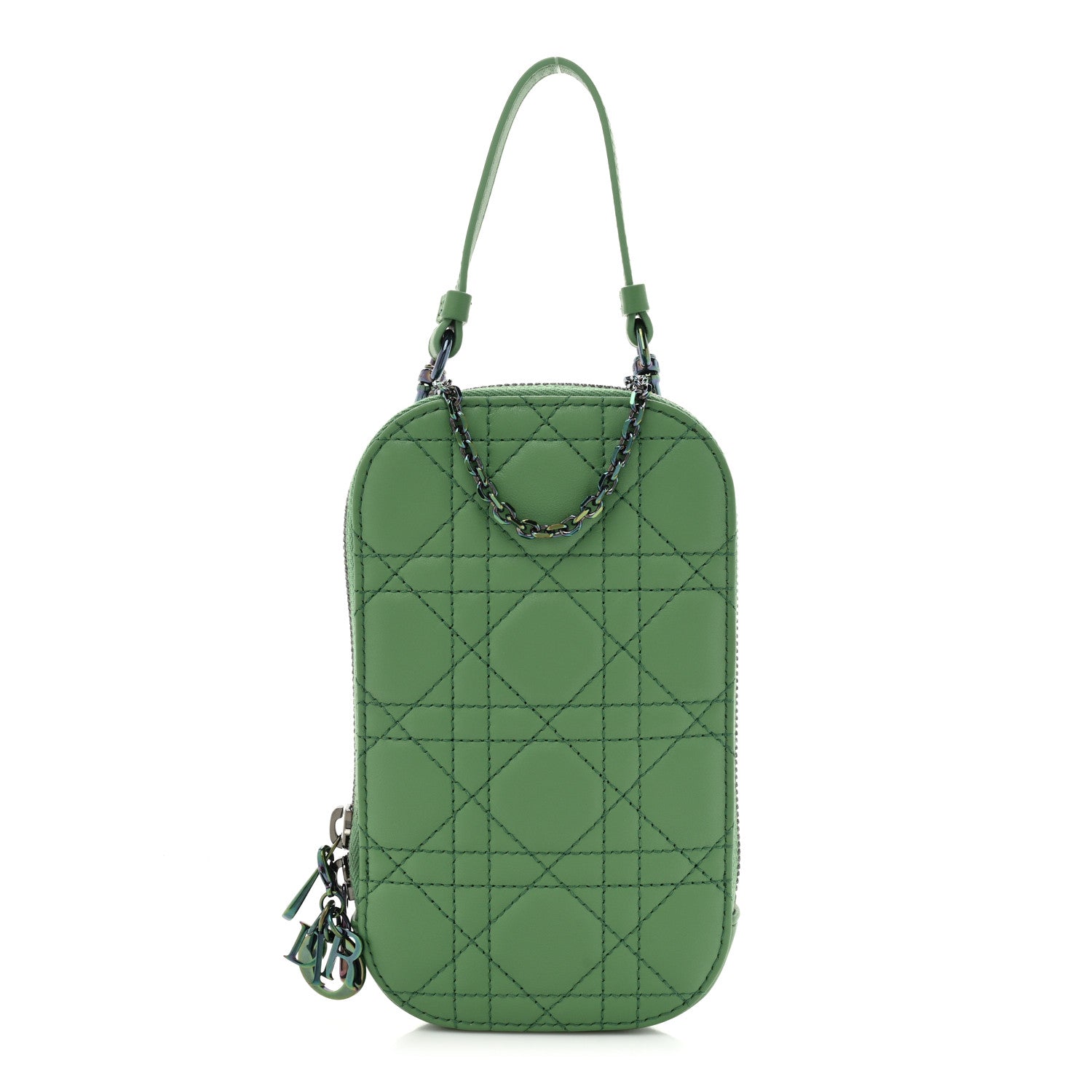 Christian Dior Lambskin Cannage Lady Dior Phone Holder Green 1 of 9