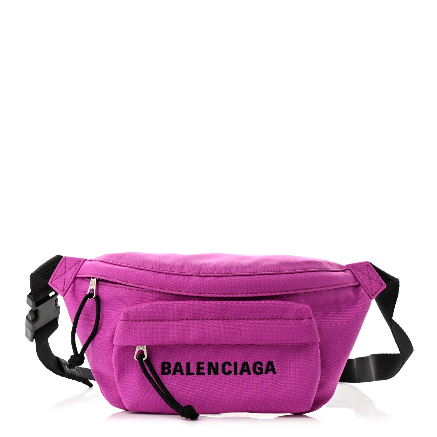 Balenciaga Sport Nylon Logo Embroidered Small Wheel Beltpack Fuchsia Black 1 of 9