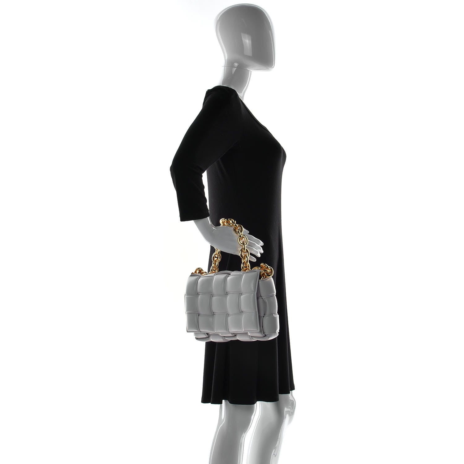 Bottega Veneta Lambskin Maxi Intreccio Padded Chain Cassette Crossbody Bag White 2 of 9