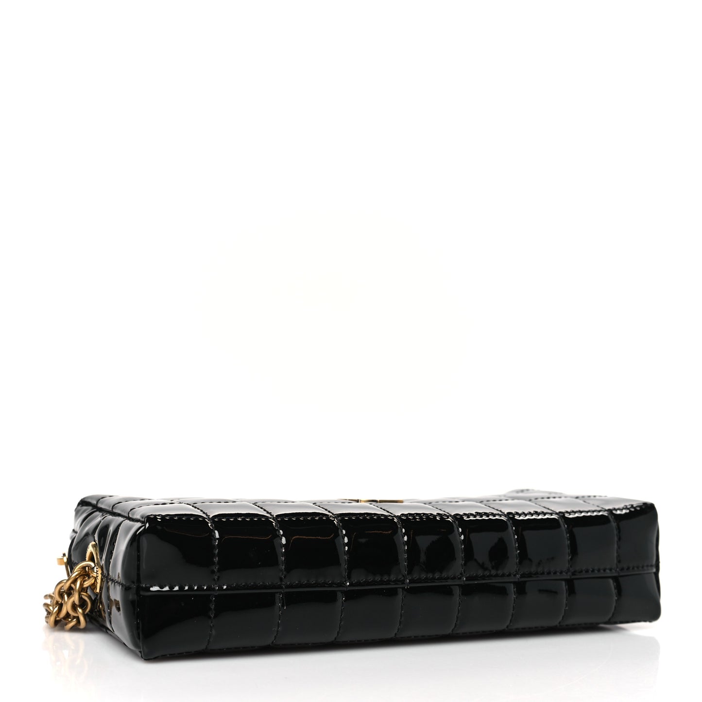 Vinyl Carre Quilted Cassandre Wristlet Pouch Black