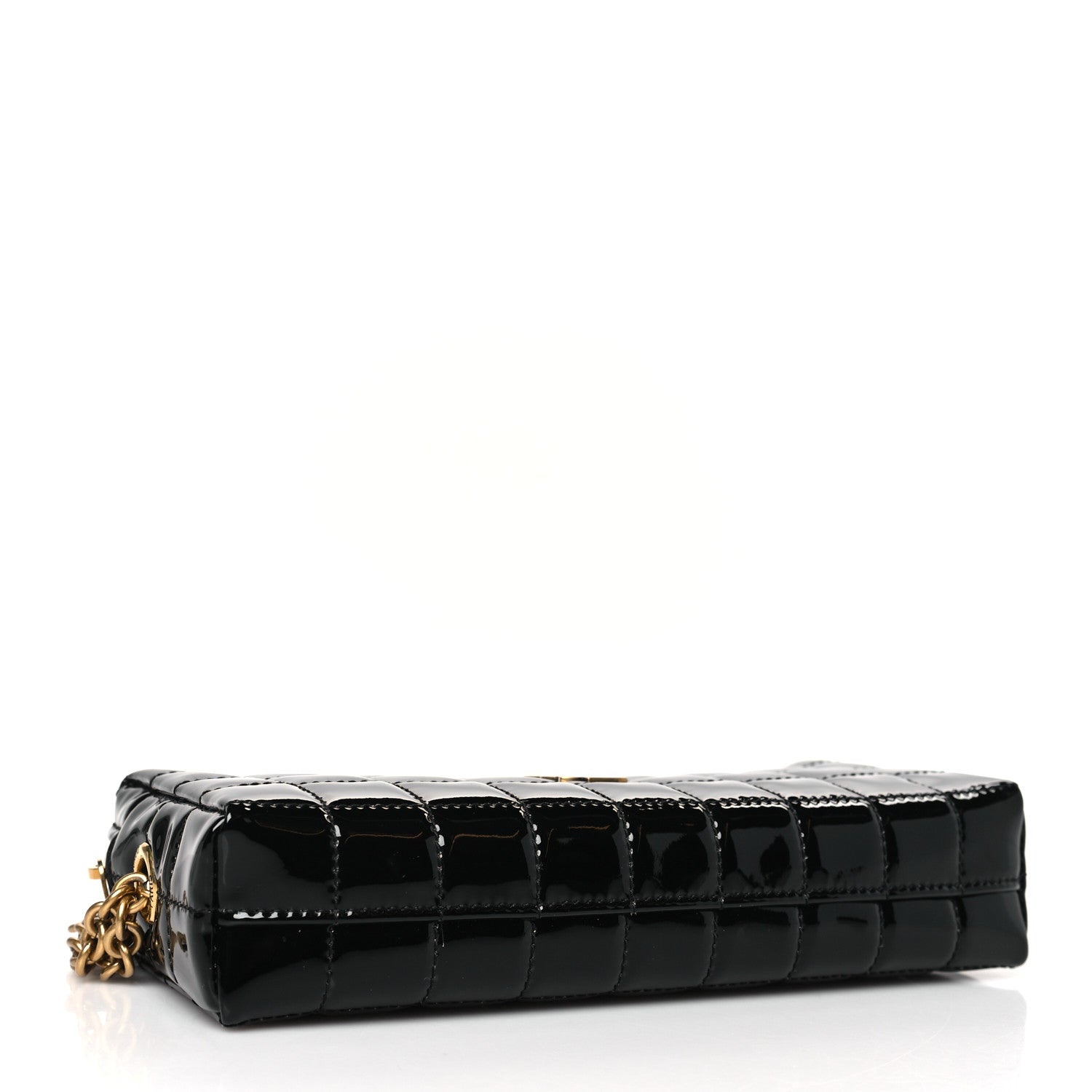 Saint Laurent Vinyl Carre Quilted Cassandre Wristlet Pouch Black 4 of 10
