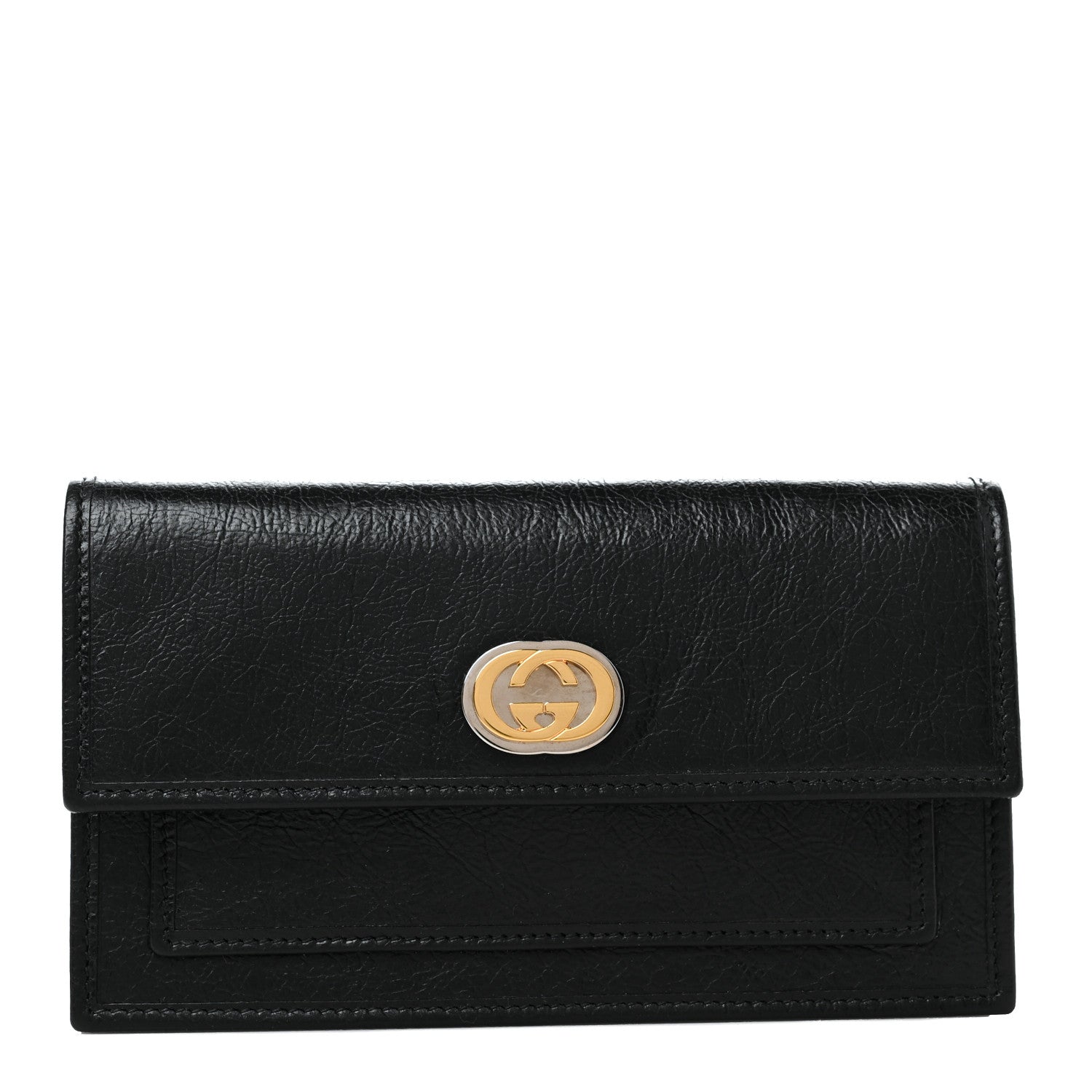 Gucci Fluffy Calfskin Morpheus Flap Wallet Black 1 of 8