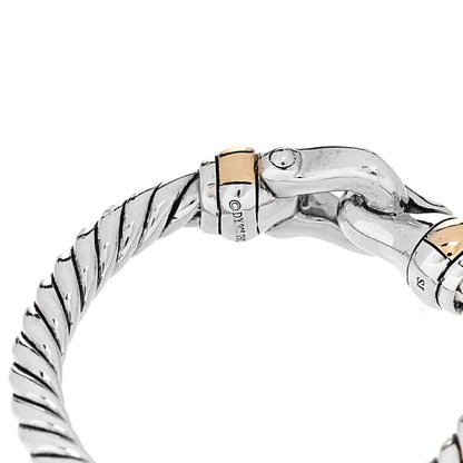 David Yurman Sterling Silver 18K Yellow Gold Diamond Petite Buckle Ring 54 6.75 4 of 5