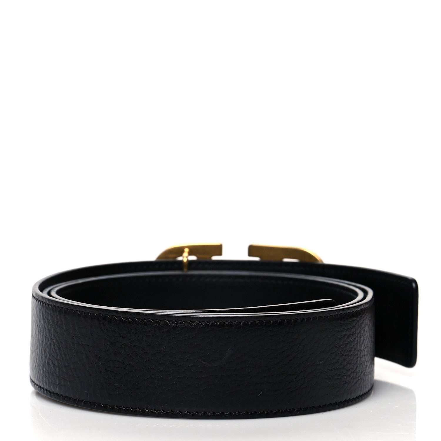 Valentino Garavani Glossy Calfskin VLogo Belt 95 38 Black 2 of 5