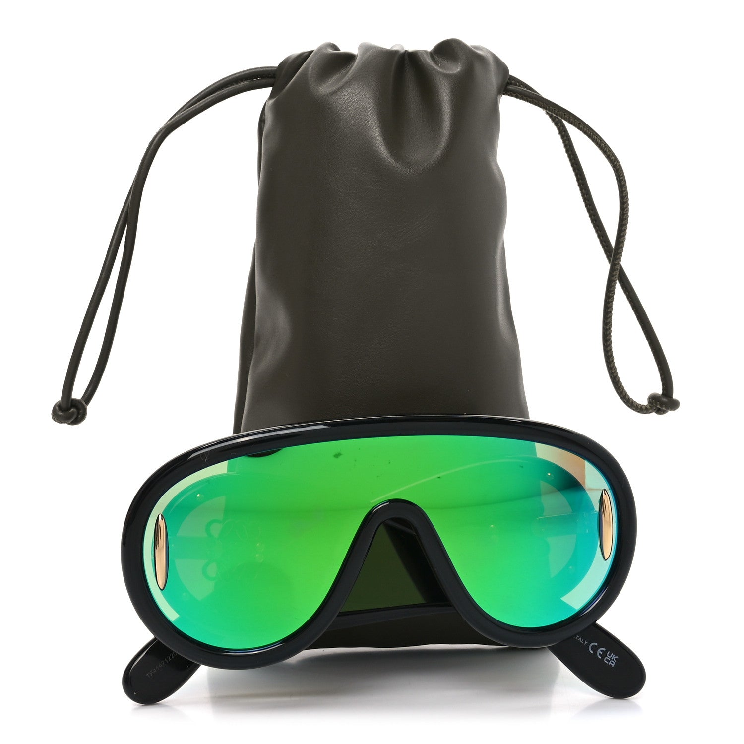 Loewe Acetate Mirrored Anagram Wave Mask Sunglasses LW40108I Black