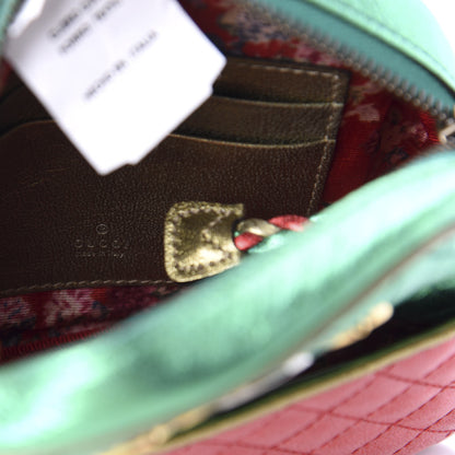 Gucci Laminated Nappa Trapuntata Mini Zumi Dome Shoulder Bag Rosso Jasmine Green Rame 8 of 10