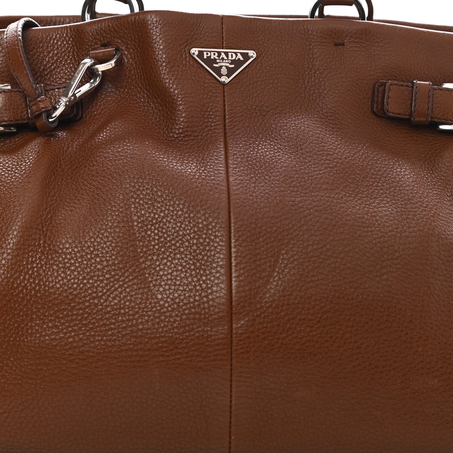 Vitello Daino Buckle Shoulder Bag Tabacco