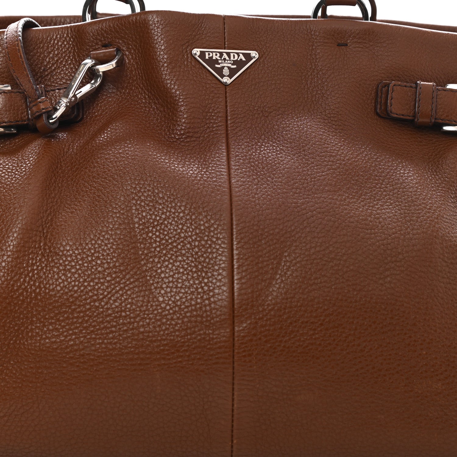 Prada Vitello Daino Buckle Shoulder Bag Tabacco 9 of 16