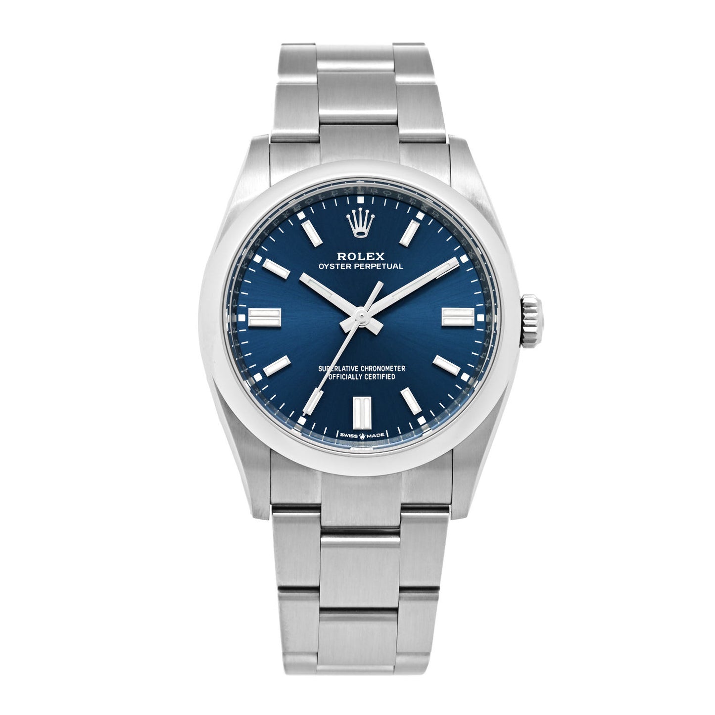 Stainless Steel 36mm Oyster Perpetual Watch Bright Blue 126000