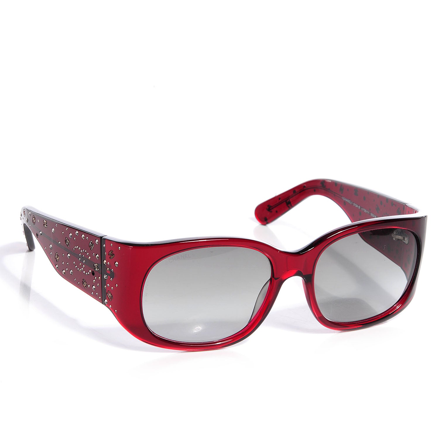 Chanel Swarovski Crystal CC Logo Sunglasses 5134-B Red 3 of 5