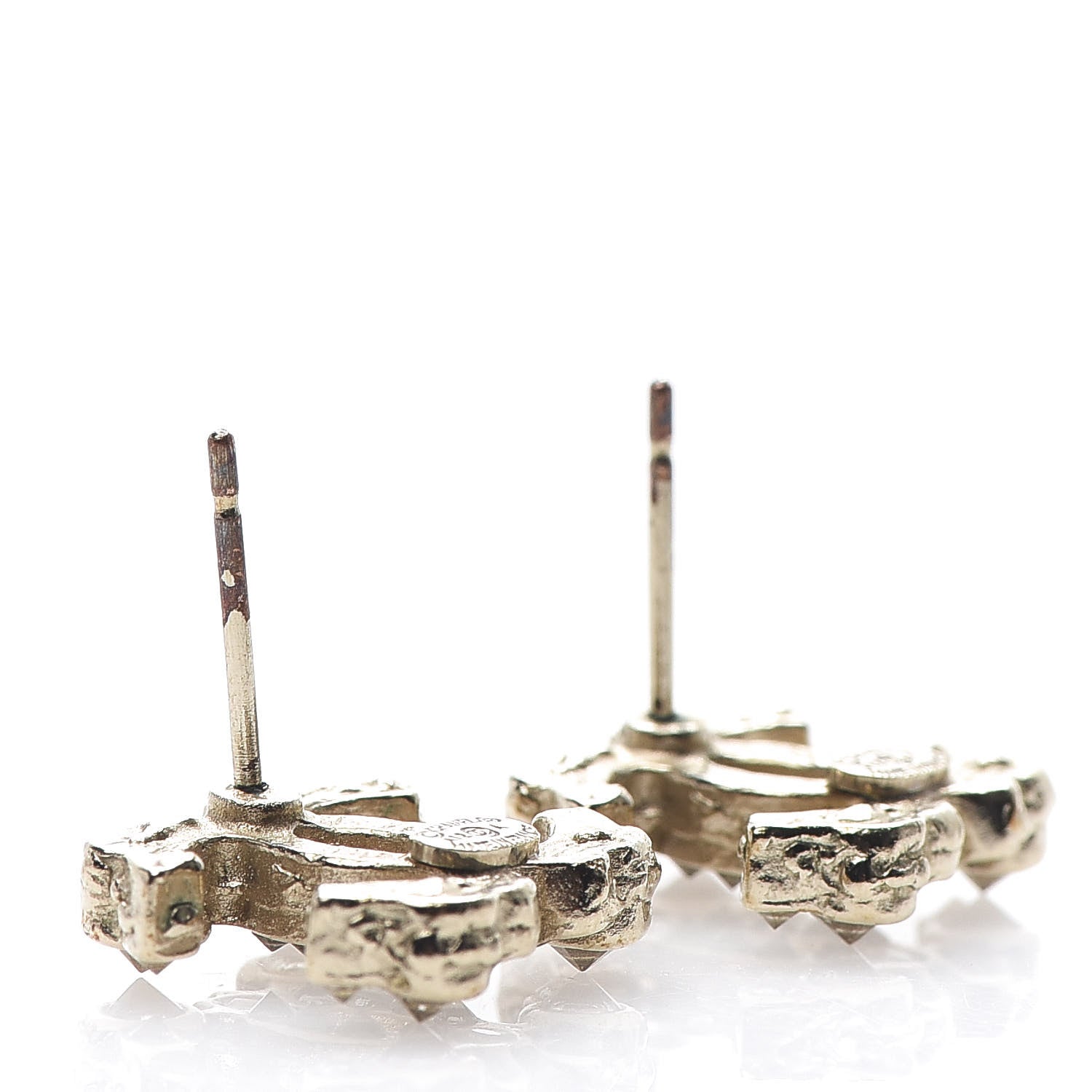 Chanel Crystal CC Earrings Light Gold 3 of 4