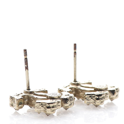 Chanel Crystal CC Earrings Light Gold 3 of 4
