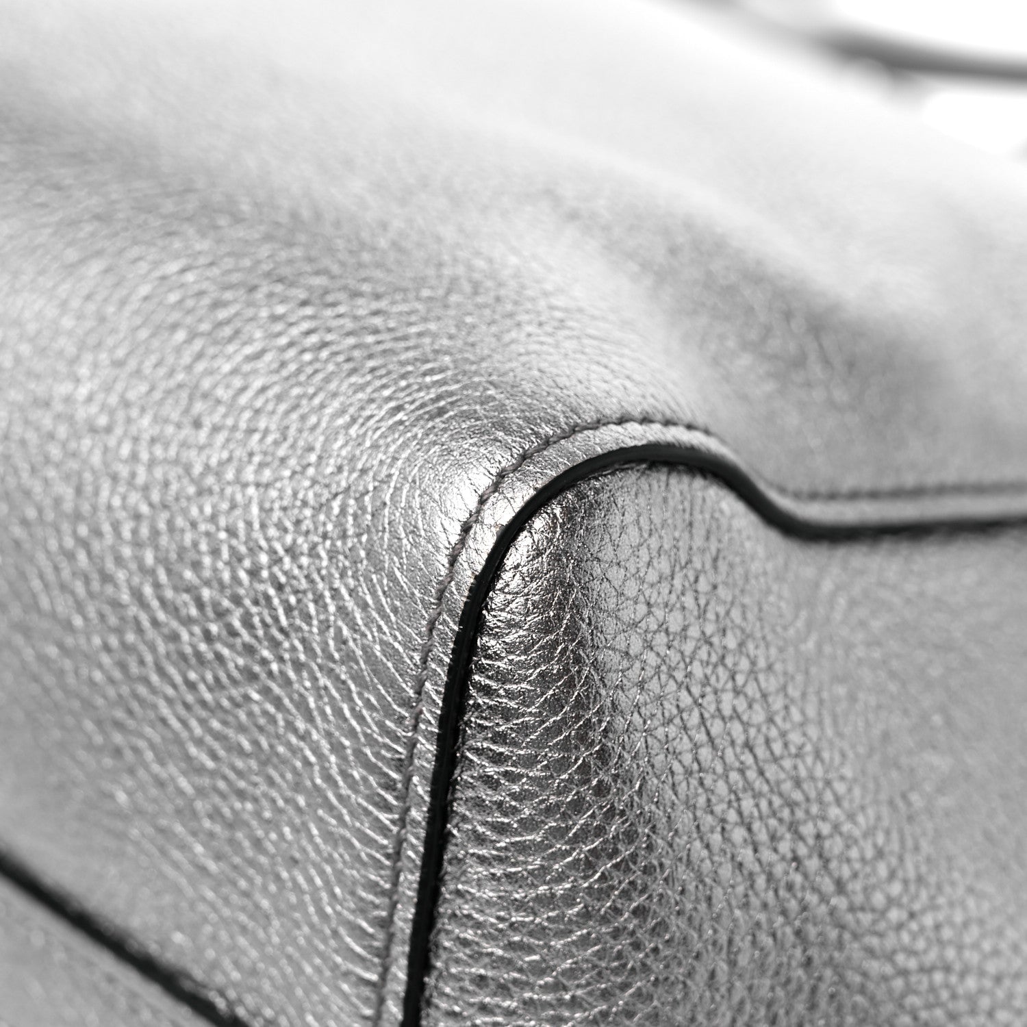 Prada Metallic Vitello Daino Top Handle Tote Cromo 9 of 11
