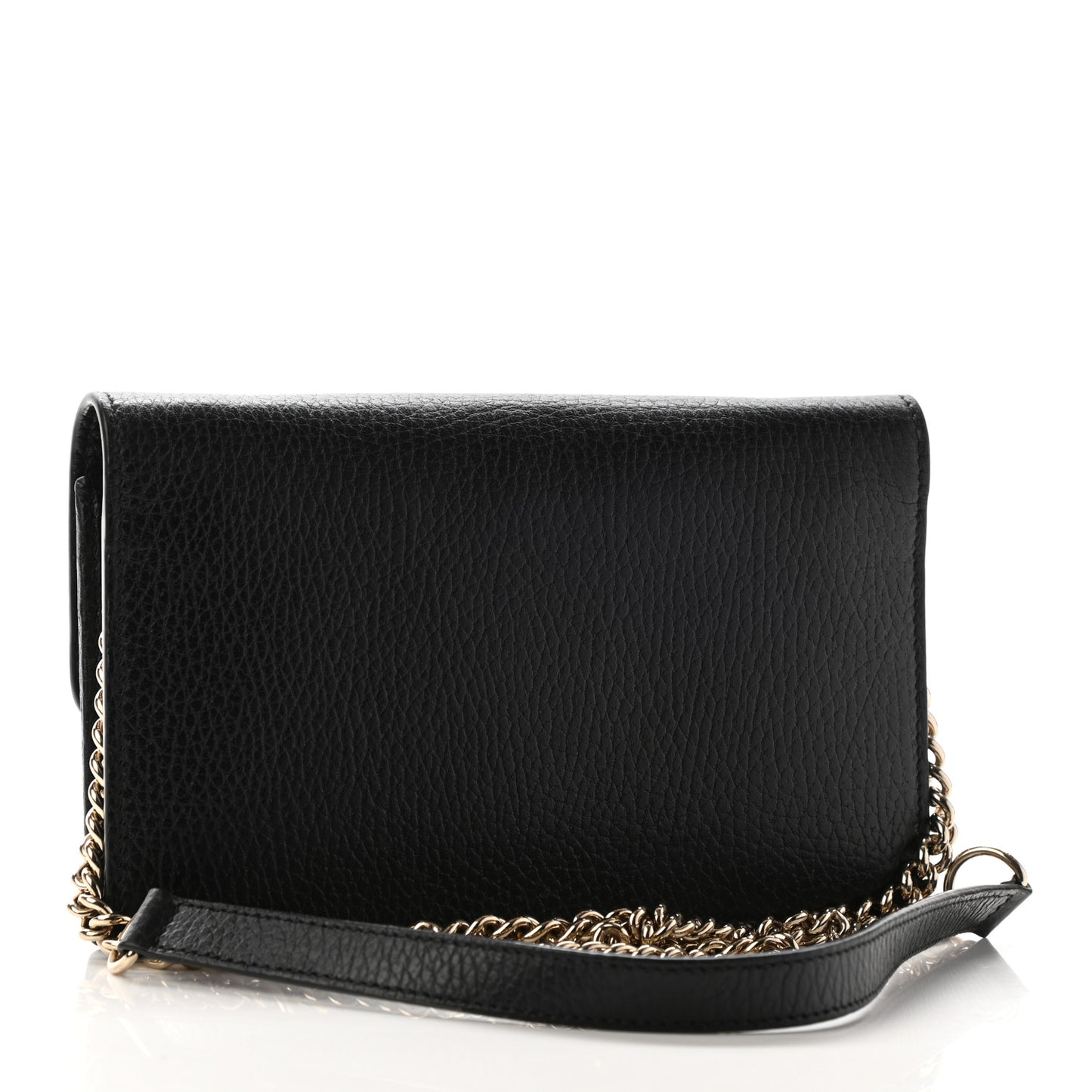 Dollar Calfskin Interlocking G Chain Wallet Black