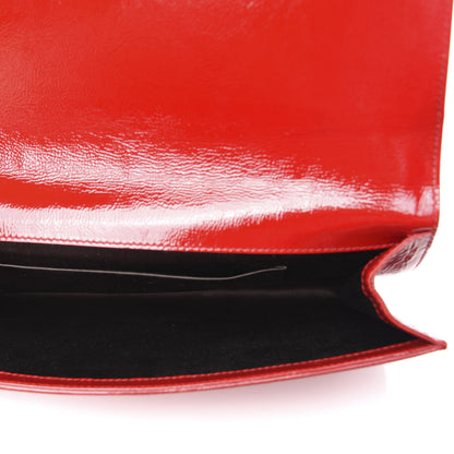 Saint Laurent Textured Patent Monogram Large Belle De Jour Clutch Red 5 of 6
