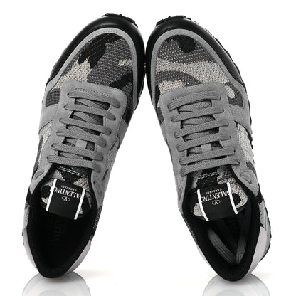 Valentino Garavani Mesh Suede Camouflage Mens Rockrunner Sneakers 43 Grey 2 of 11