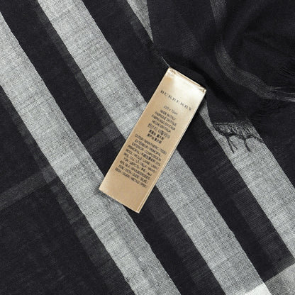 Burberry Silk Wool Check Lightweight Scarf Black 5 of 5