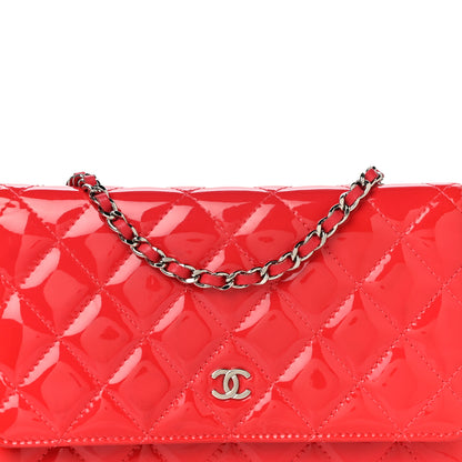 Chanel Patent Quilted Wallet On Chain WOC Red 9 of 17