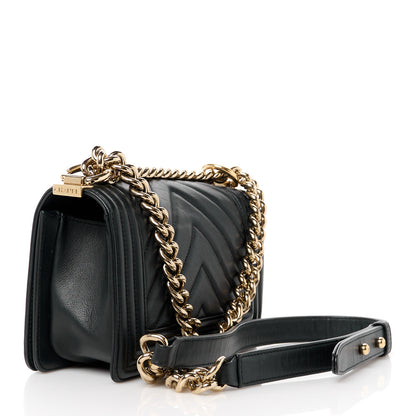 Chanel Lambskin Chevron Quilted Small Boy Flap Black 3 of 10