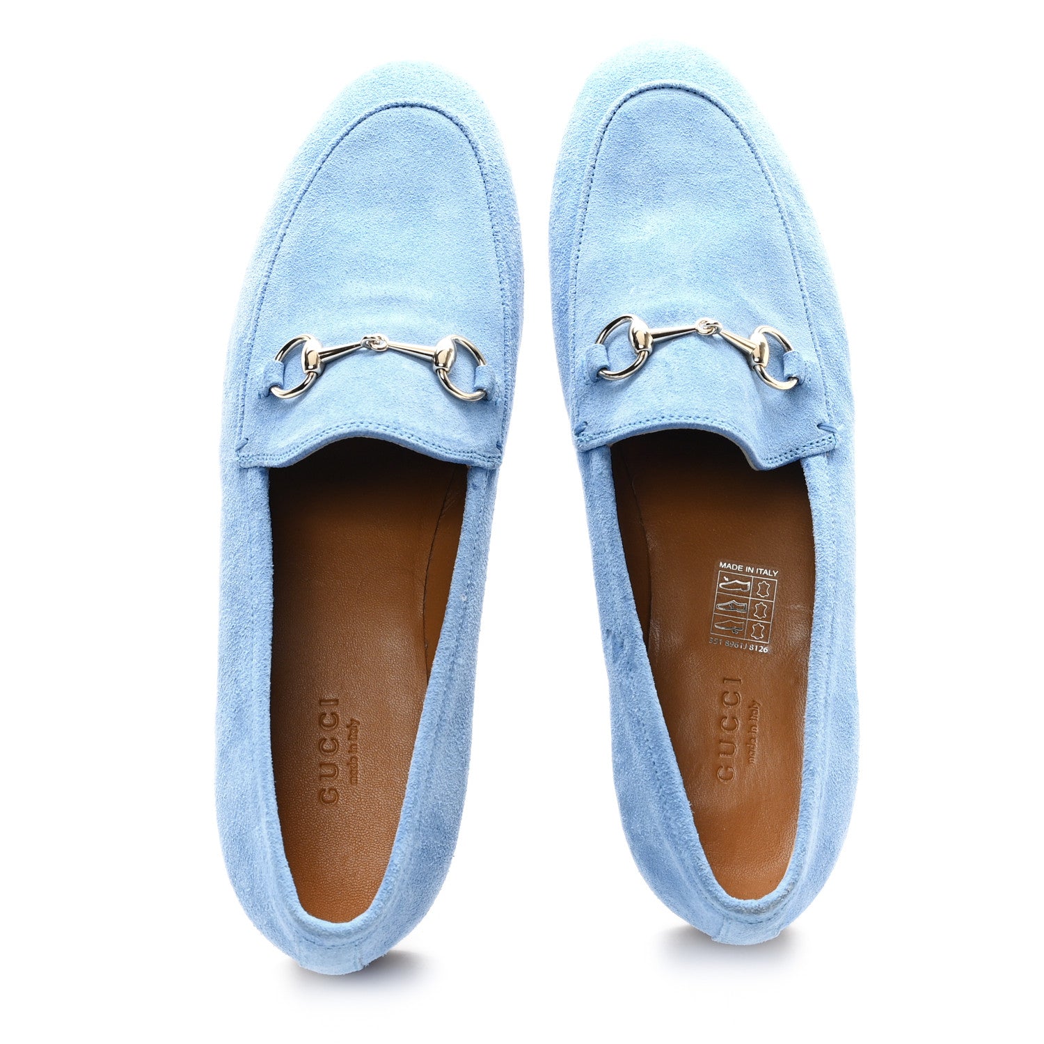 Gucci Suede Horsebit Womens Jordaan Loafers  38.5 Glacial Blue 2 of 10