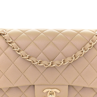 Chanel Iridescent Caviar Quilted Medium Double Flap Dark Beige 8 of 11