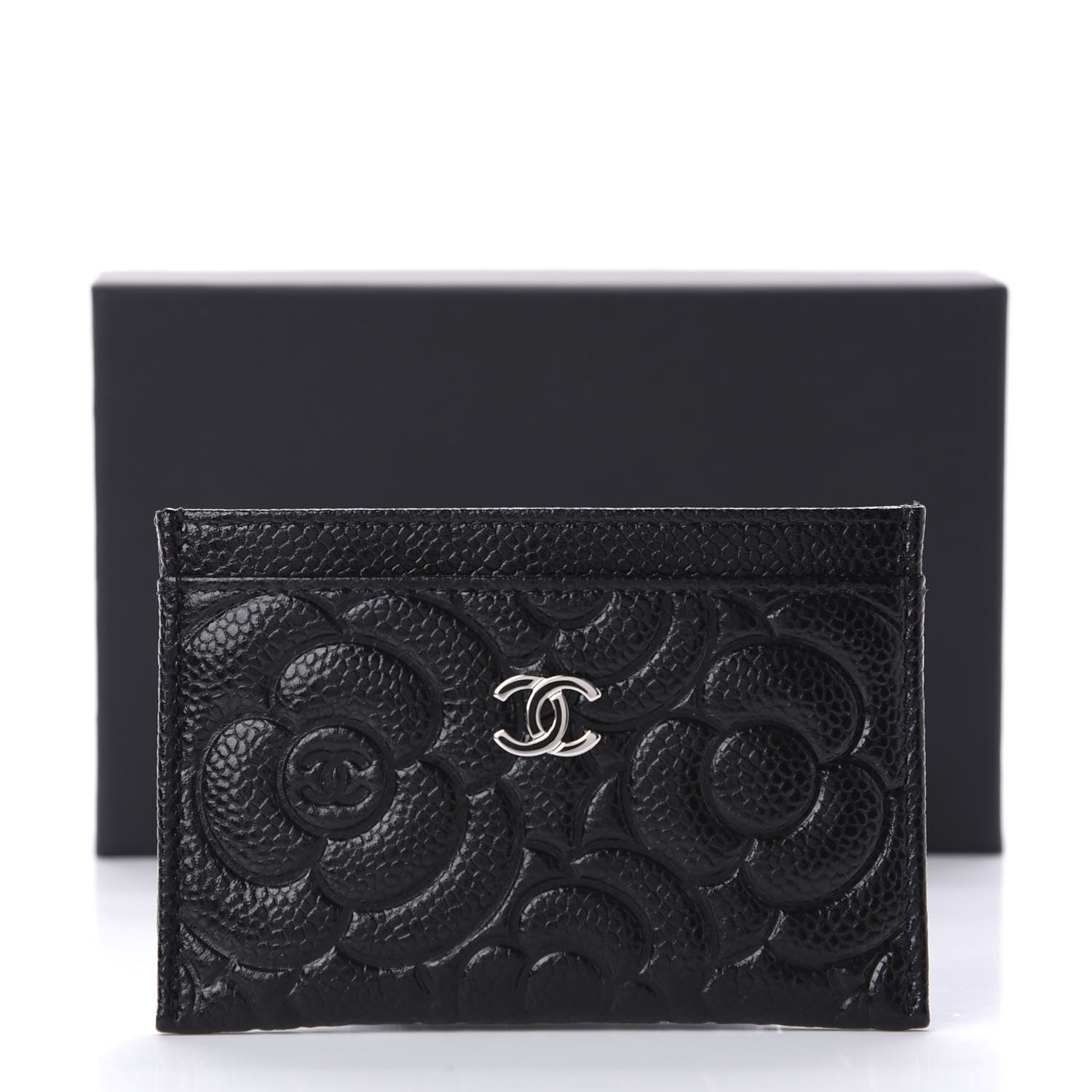 Chanel Caviar Camellia Embossed Card Holder Black 10 of 10