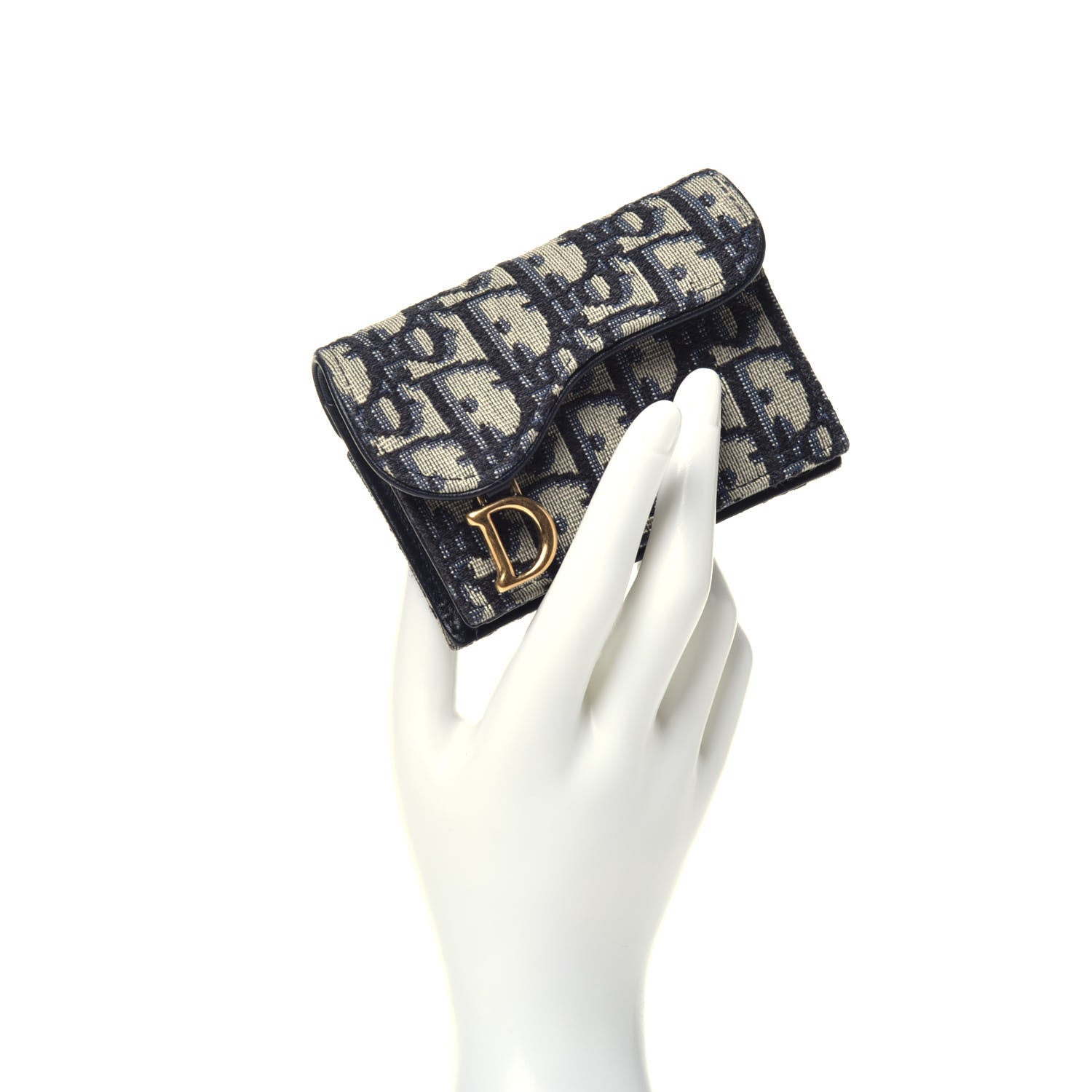 Christian Dior Oblique Saddle Card Holder Blue 2 of 7