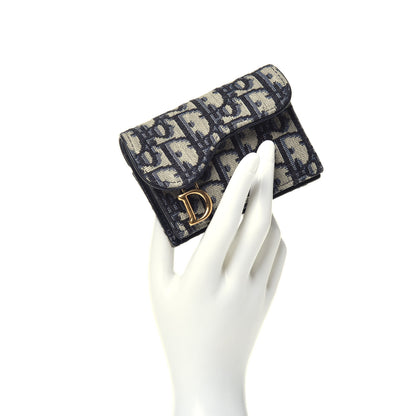 Christian Dior Oblique Saddle Card Holder Blue 2 of 7