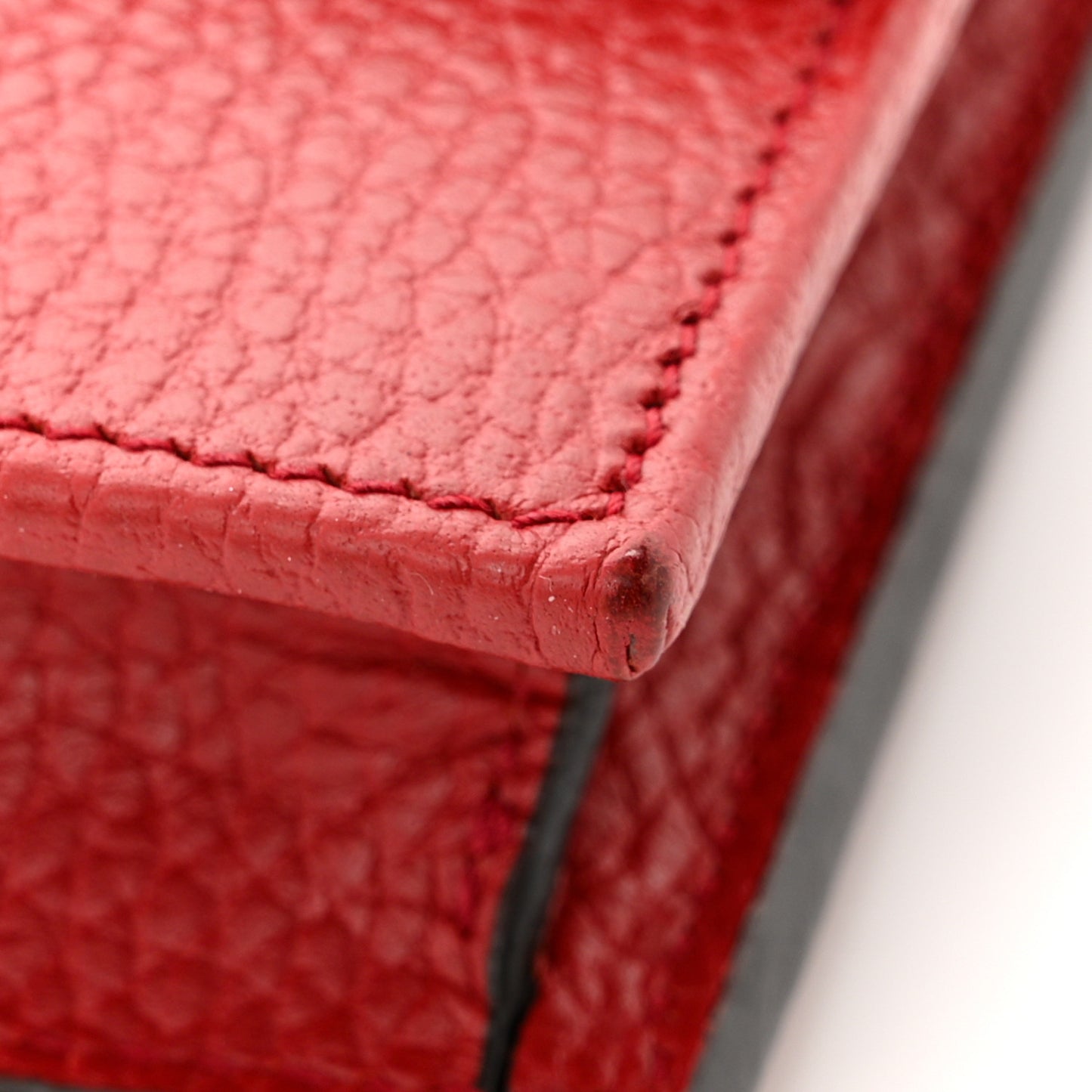 Dollar Calfskin Interlocking G Chain Wallet Red