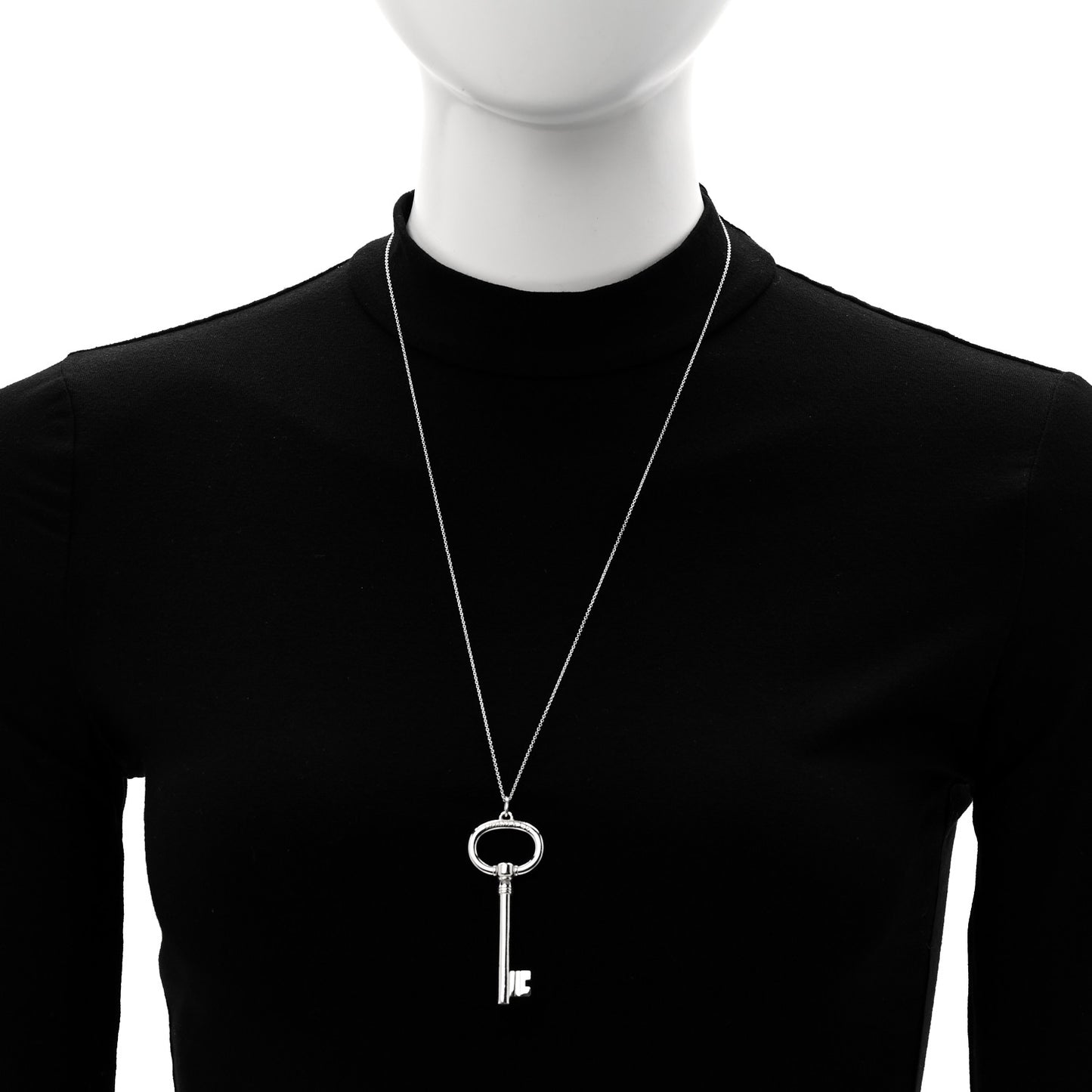 Sterling Silver Oval Key Pendant Necklace