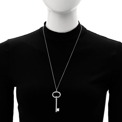 Tiffany Sterling Silver Oval Key Pendant Necklace 2 of 5
