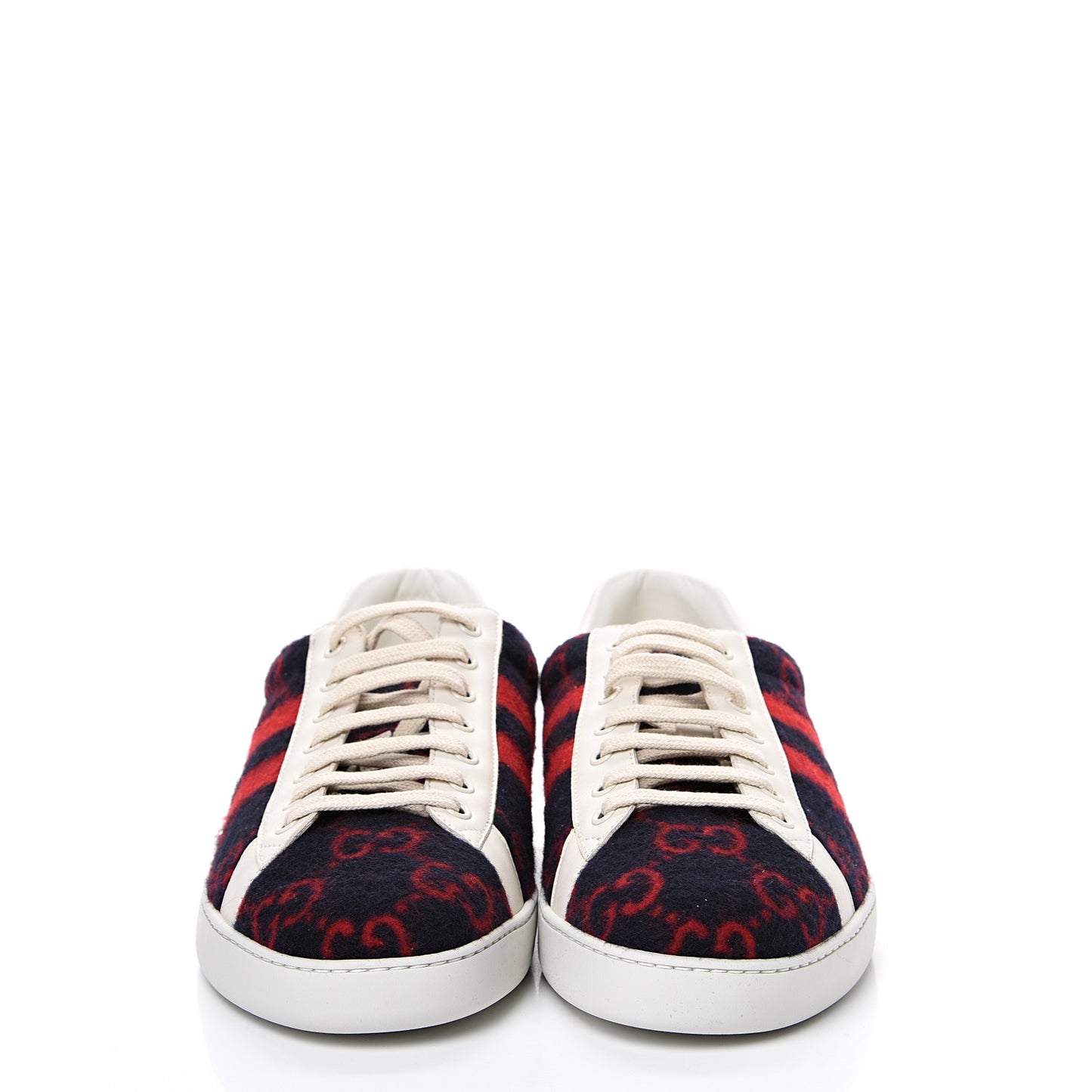 Covered Wool Big GG Monogram Mens Sneakers 10 Blue Red Mystic White