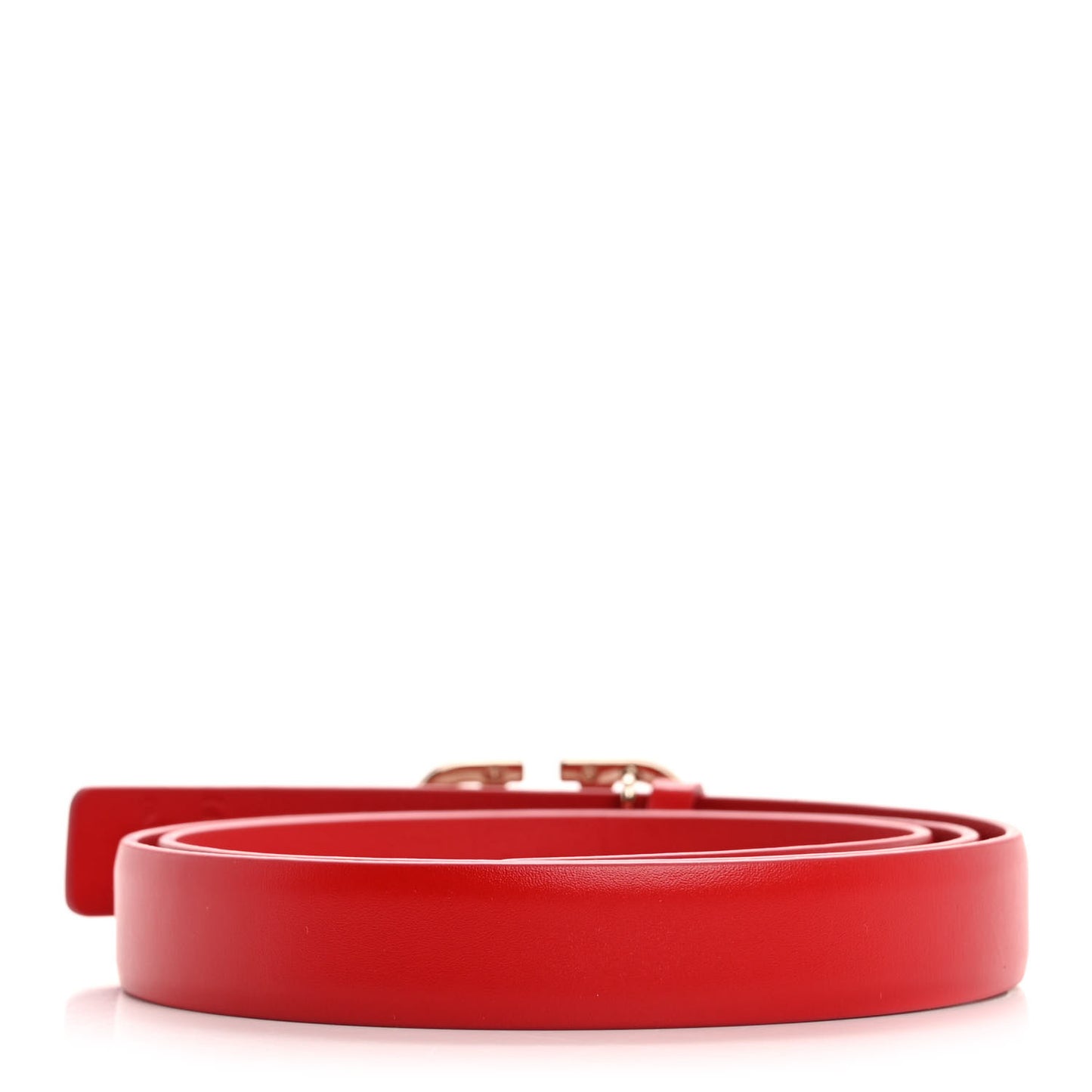 Glossy Calfskin Monochrome VLogo 20mm Belt 80 32 Rouge Pur