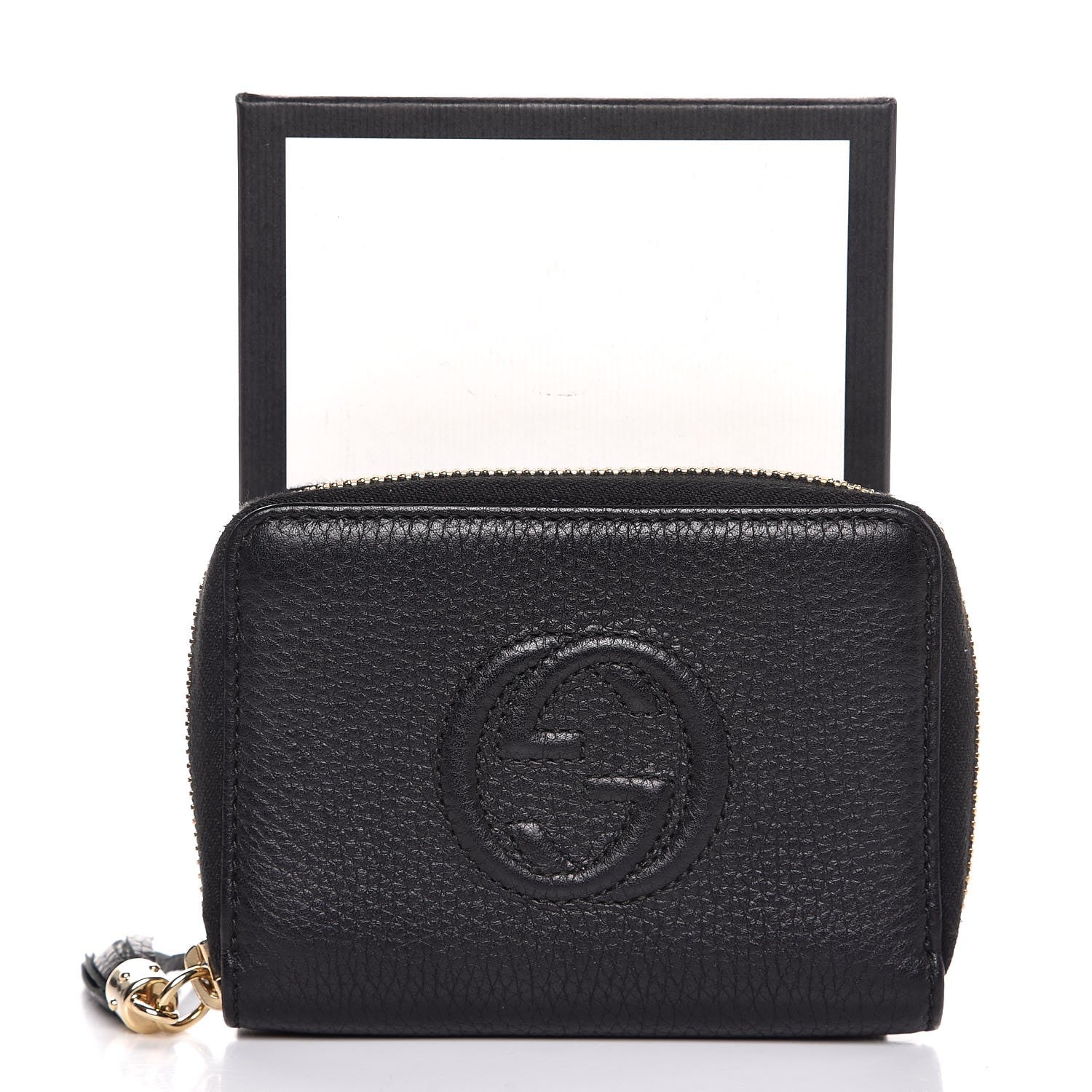 Gucci Pebbled Calfskin Soho Compact Disco Zip Around Wallet Black 8 of 8