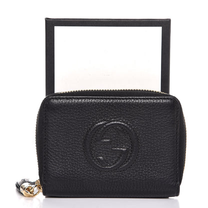 Gucci Pebbled Calfskin Soho Compact Disco Zip Around Wallet Black 8 of 8
