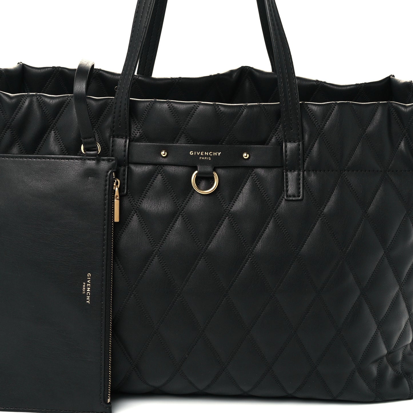 Rubber Effect Canvas Quilted Duo Shopper Tote Black