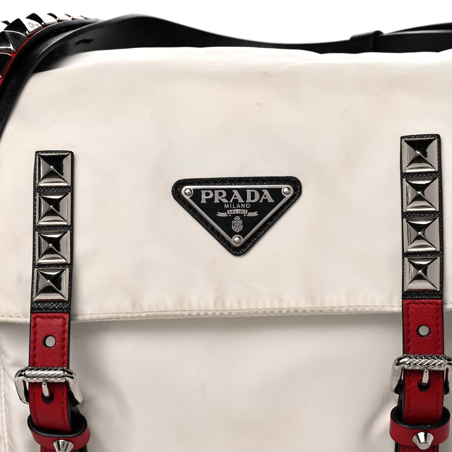 Nylon New Vela Studded Messenger White Fuoco