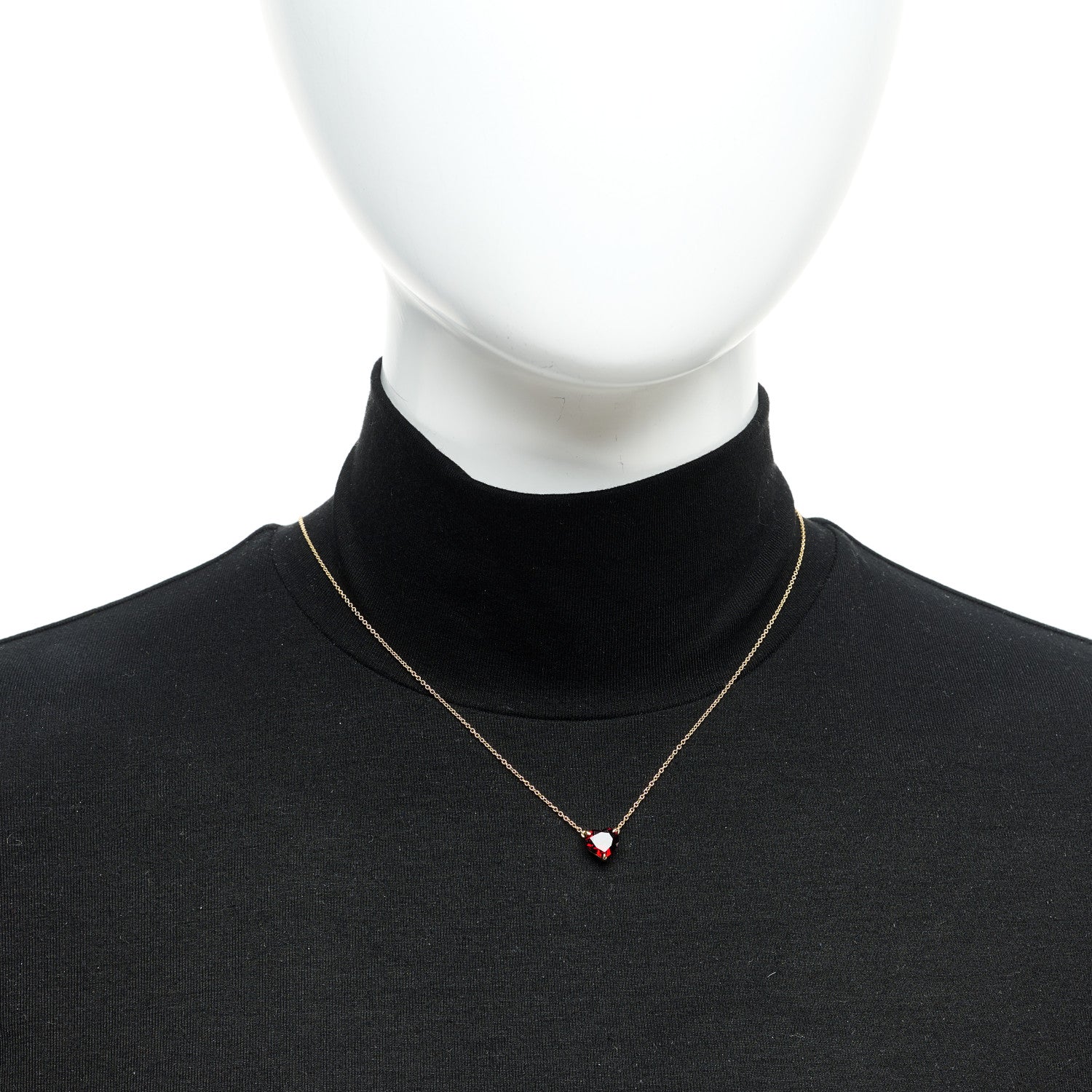 David Yurman 18K Yellow Gold Garnet Heart Pendant Necklace 6 of 6
