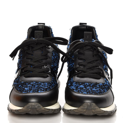 Louis Vuitton Calfskin Tweed Run Away Sneakers 37.5 Blue 2 of 8