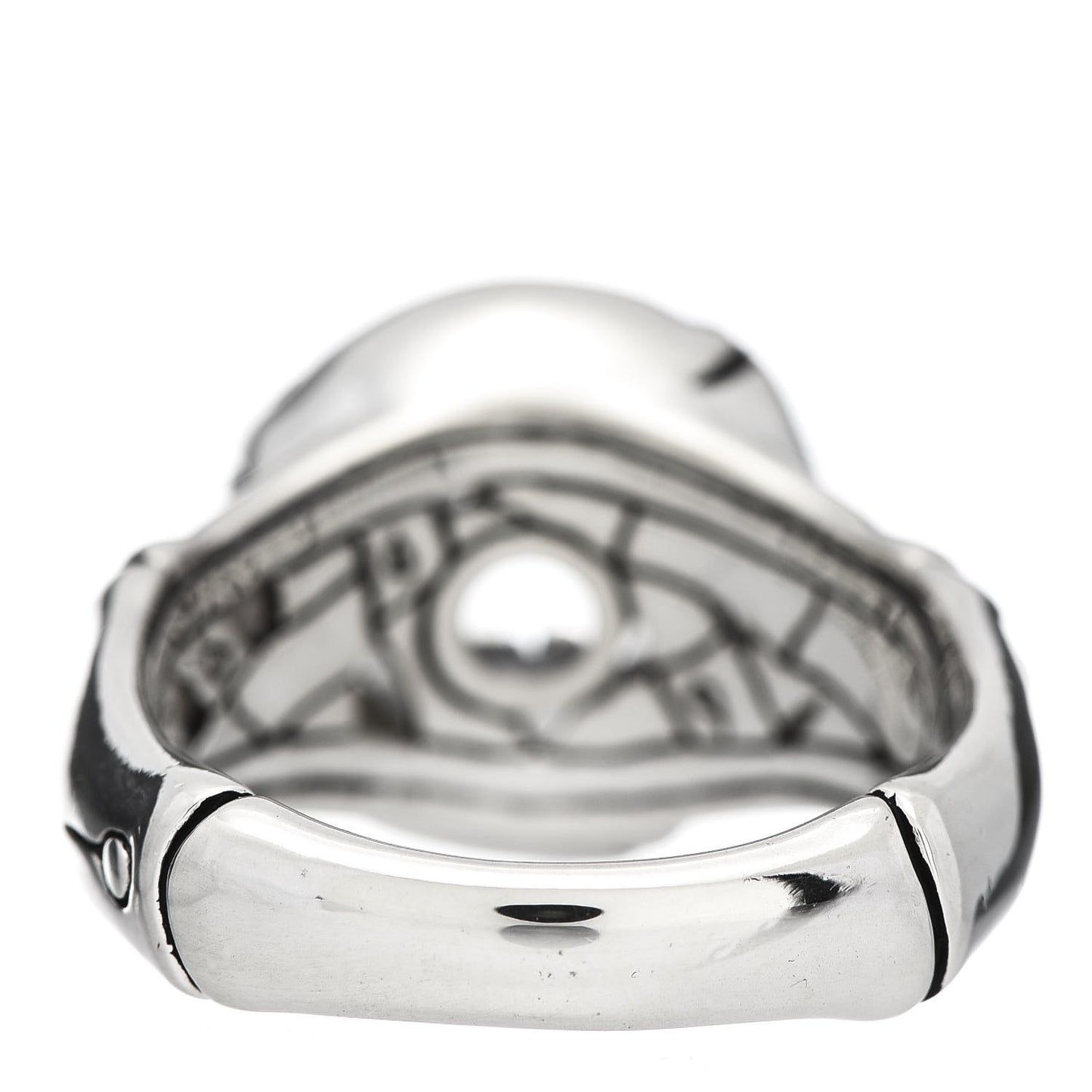 Sterling Silver White Topaz Bamboo Ring 54 7