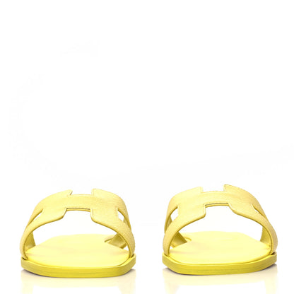 Hermes Epsom Oran Sandals 38.5 Jaune Pollen 2 of 9