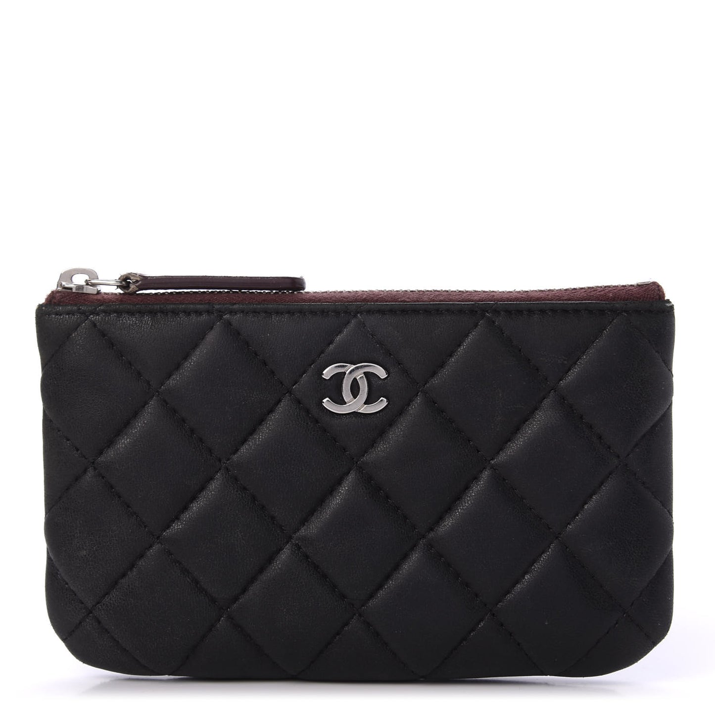 Lambskin Quilted Small Cosmetic Case Black