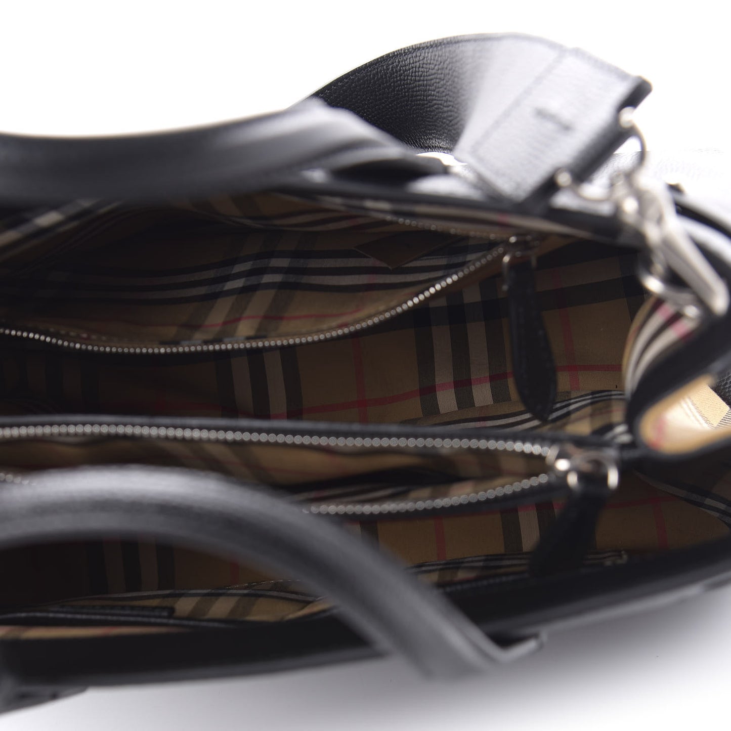 Grainy Calfskin House Check Medium Banner Tote Black