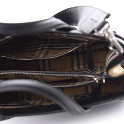 Burberry Grainy Calfskin House Check Medium Banner Tote Black 5 of 10