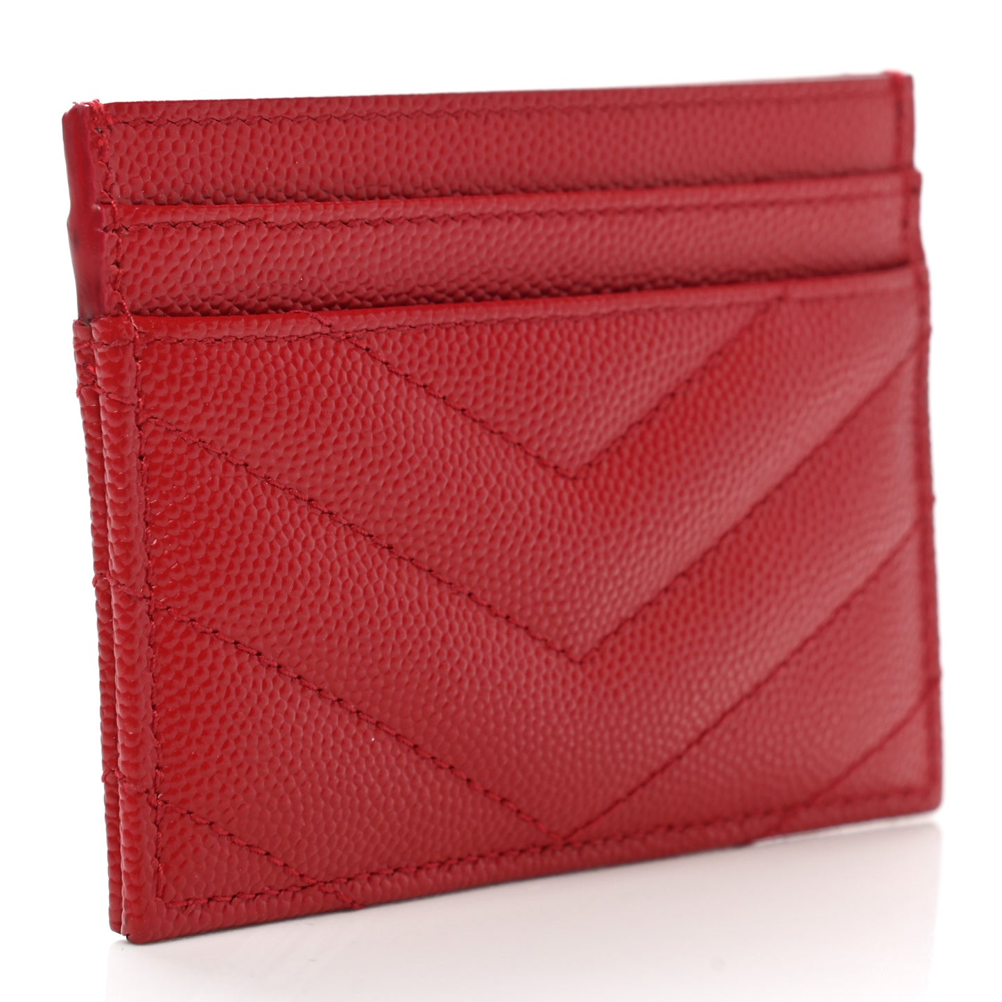 Grain De Poudre Matelasse Chevron Monogram Credit Card Case Rouge Eros