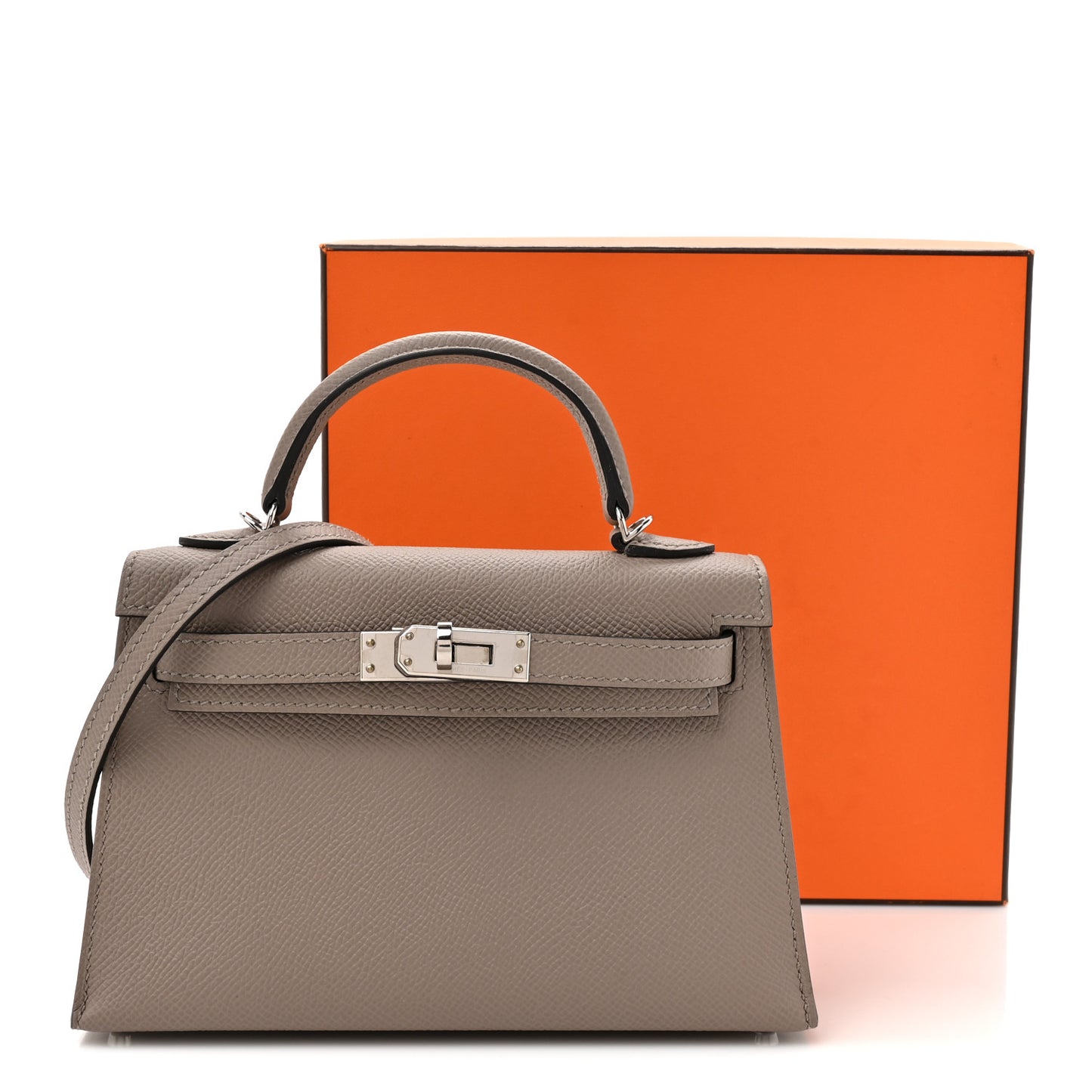 Epsom Mini Kelly Sellier 20 Gris Asphalte